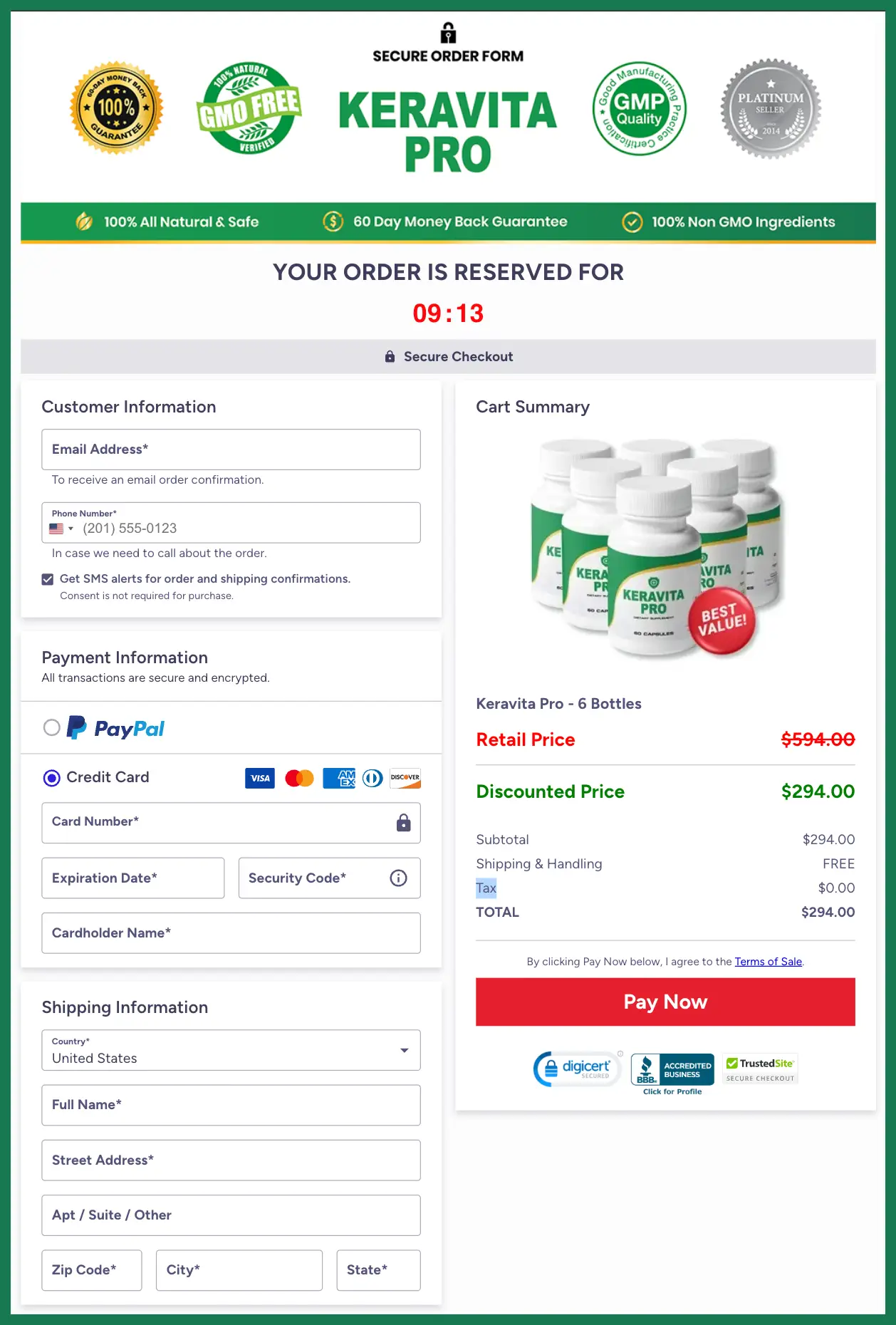 Keravita Pro Official Website Secure Order Page